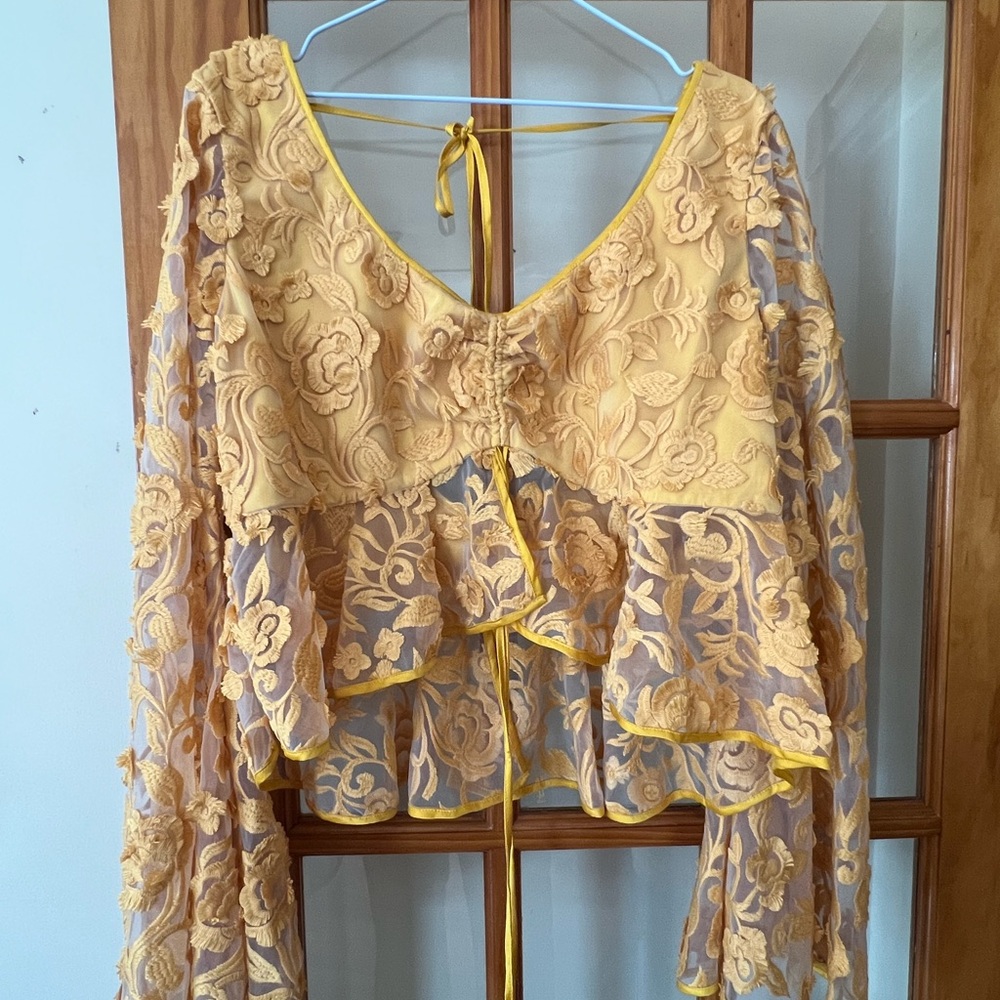 Elegant Yellow Lace Top